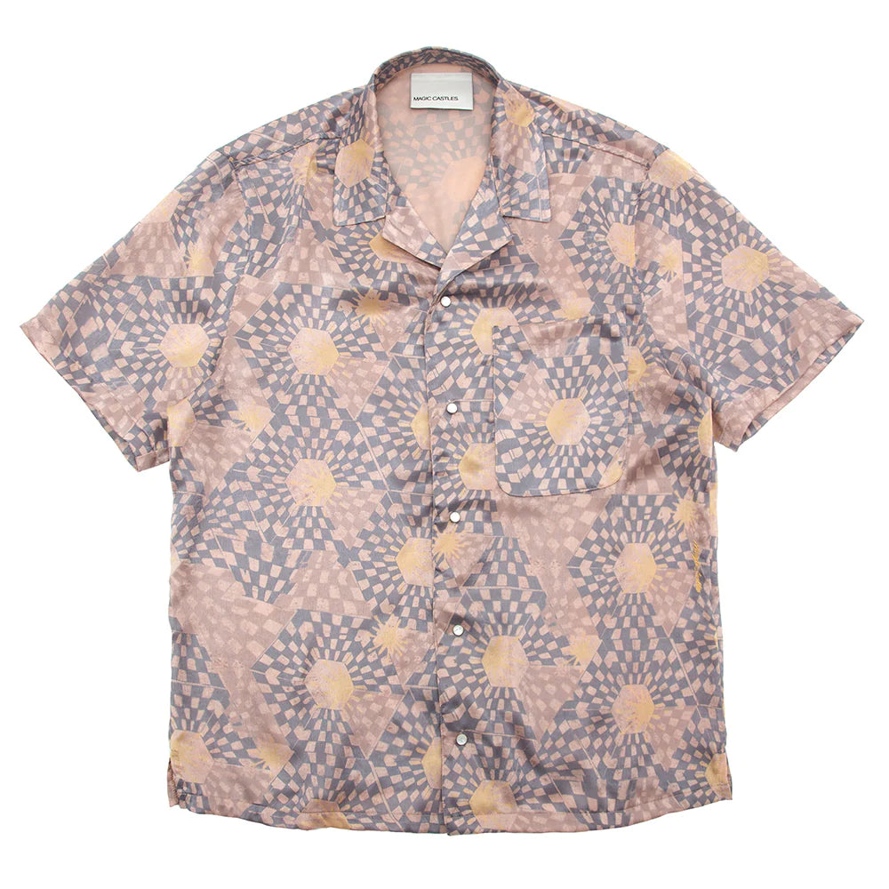 Short Sleeve Wave Shirt - Warped Honeycomb Print