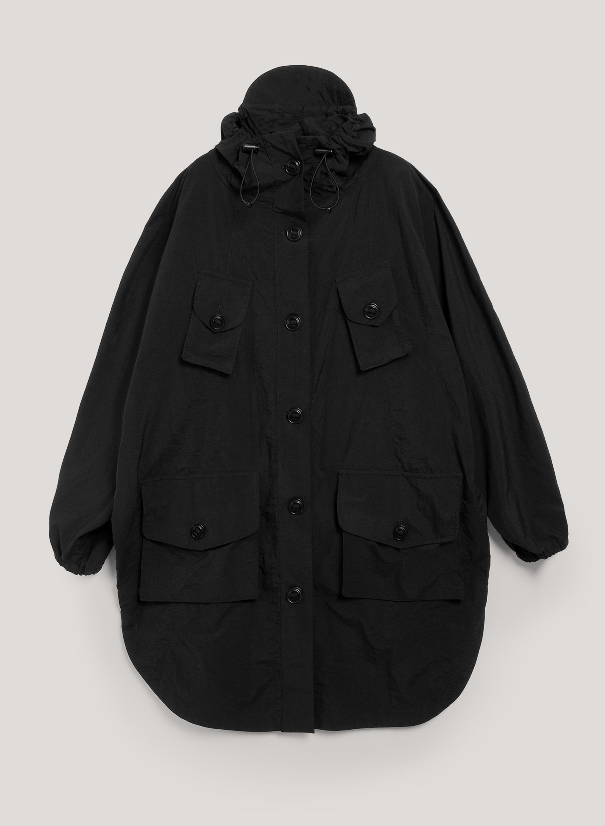 Pala Poncho Hooded Coat Black