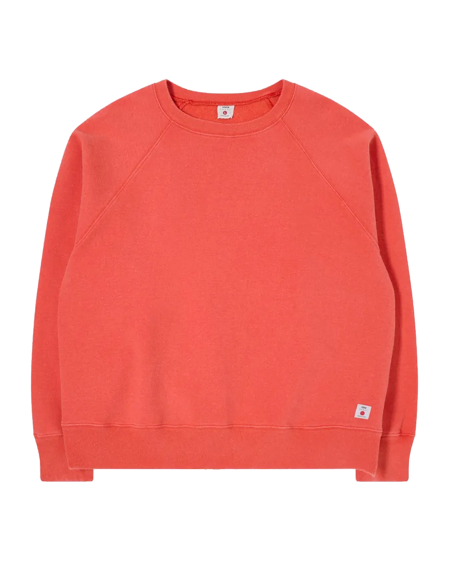 Raglan-Sleeve Crewneck Sweatshirt Red