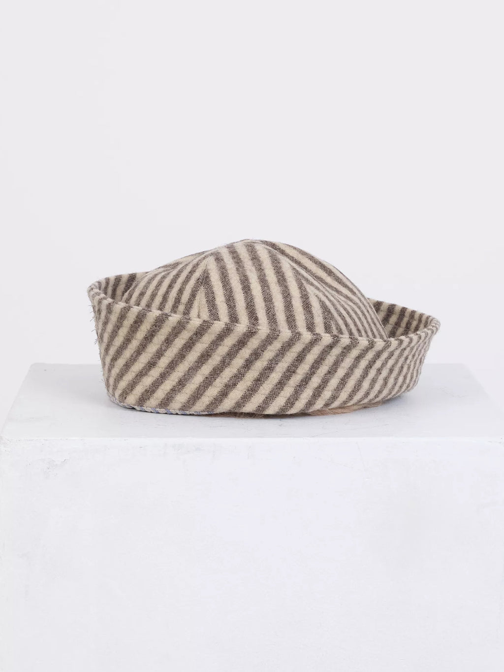 Portuguese Stripe Wool Sailor Hat Ecru/Brown