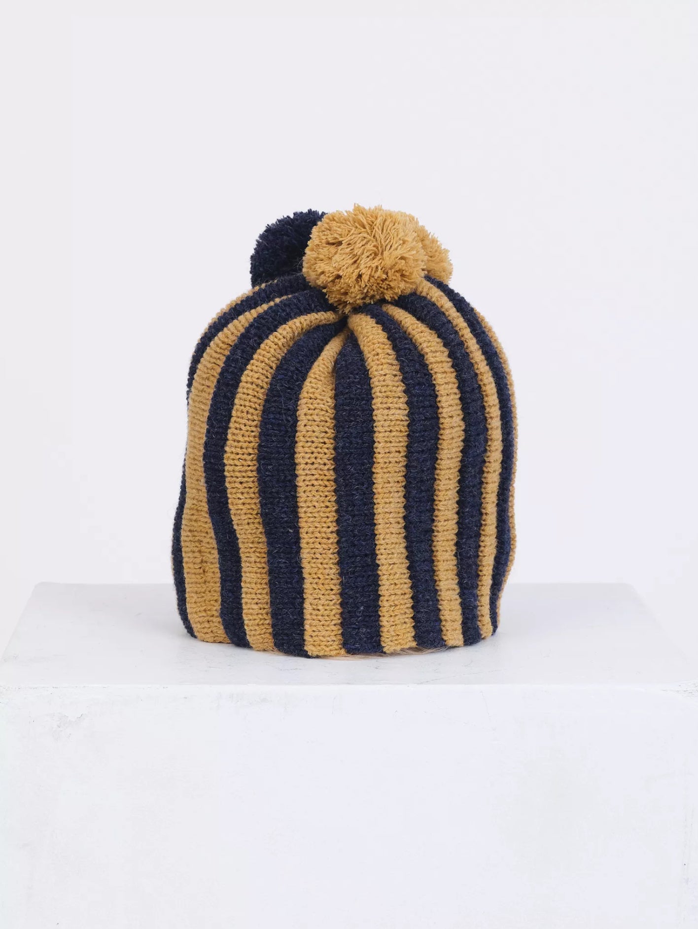 British Lambswool Stripe Pleat Hat Vintage Heather/Maize