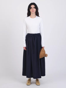 Japanese Waffle Drawstring Amy Skirt Dark Navy