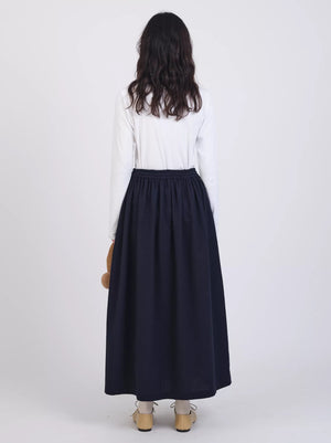 Japanese Waffle Drawstring Amy Skirt Dark Navy