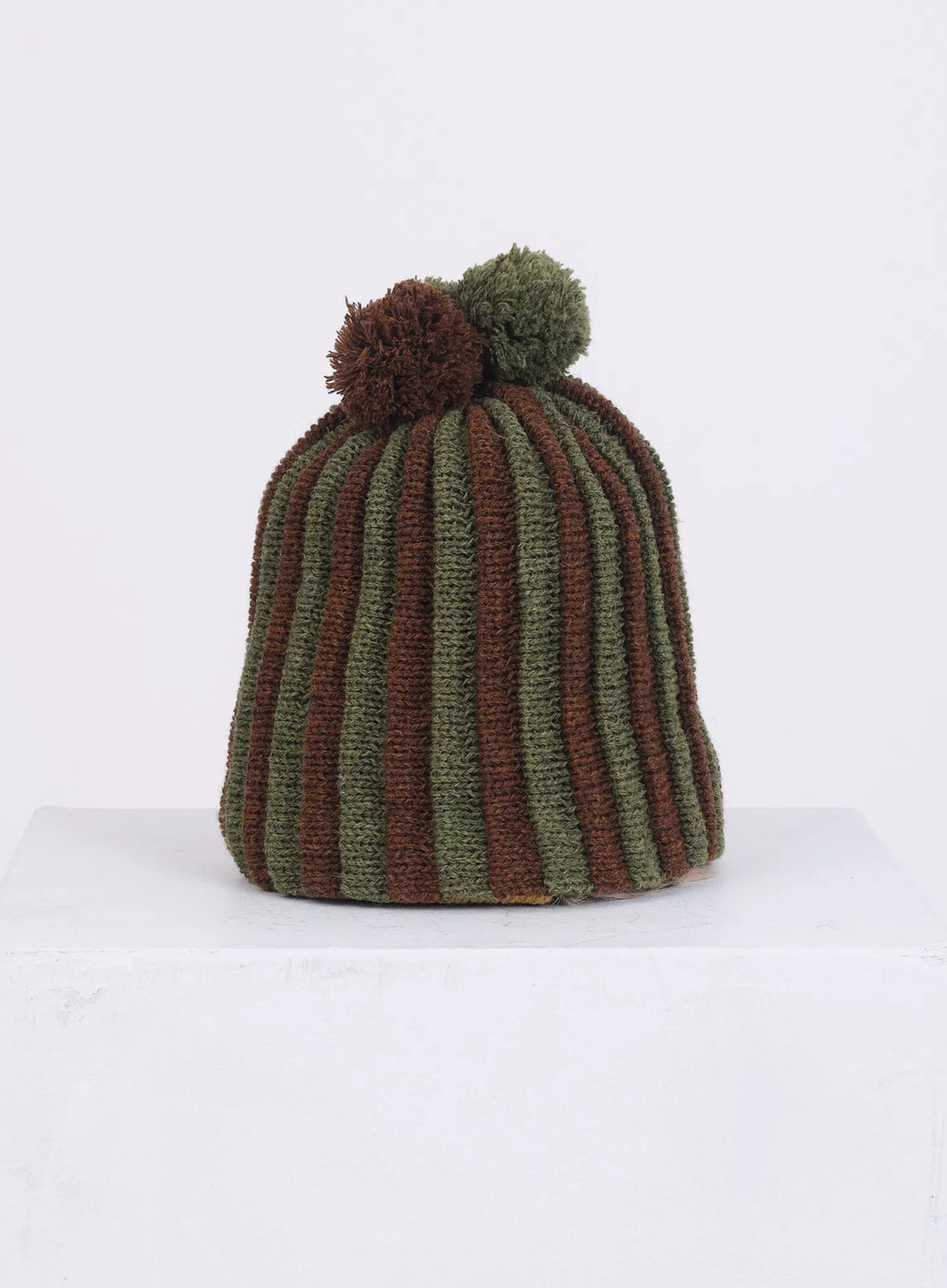 British Lambswool Stripe Pleat Hat Tobacco/Dark Apple