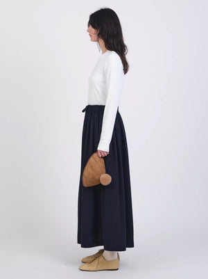 Japanese Waffle Drawstring Amy Skirt Dark Navy