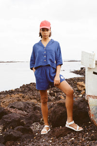 Basic Linen Shorts Cobalt