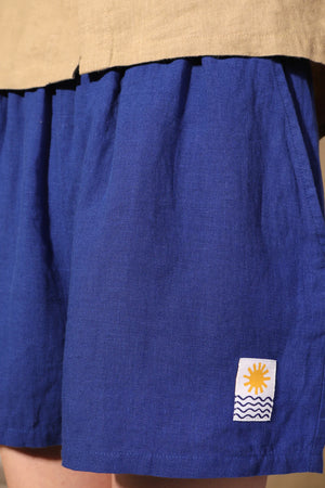 Basic Linen Shorts Cobalt