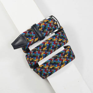 Elasticated Woven Belt in Multi Coloured Navy