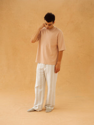 Organic Ribbed Essential T Shirt Dusty Pink